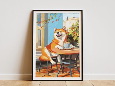 Shiba Inu Cozy Cafe Matisse Scene Wall Art