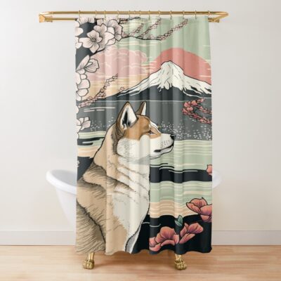 Shiba Inu Signature Graphic Shower Curtain
